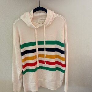 Lou & Grey Cream Hoodie with Colorful Stripes